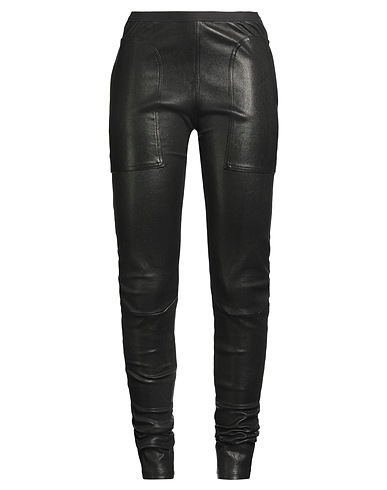 RICK OWENS Leggings Black 63% Goat skin, 36% Cotton, 1% Lycra®