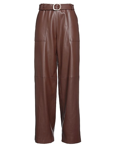 JIJIL Casual trouser Brown 100% Polyester, Polyurethane coated