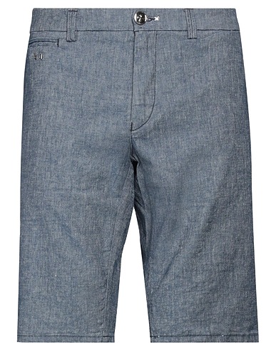 TRAMAROSSA Denim shorts Blue 50% Cotton, 47% Linen, 3% Elastane