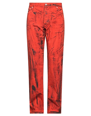 HERON PRESTON Denim trousers Tomato red 100% Cotton