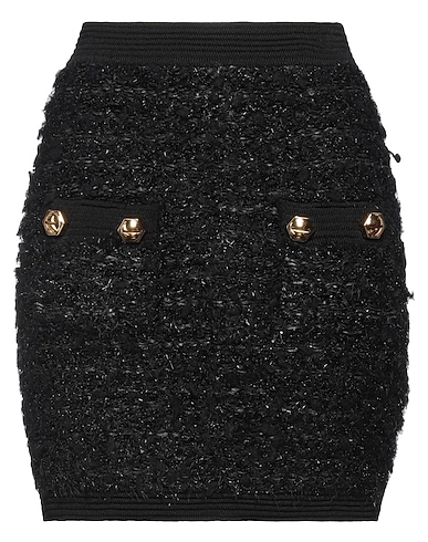 BALMAIN Mini skirt Black 41% Polyamide, 30% Viscose, 14% Virgin Wool, 8% Polyester, 7% Polyurethane