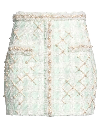 BALMAIN Mini skirt Light green 59% Polyamide, 20% Synthetic fibers, 14% Wool, 6% Cotton, 1% Other Fibres