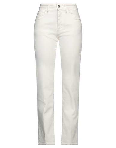 JACOB COHЁN Denim trousers Ivory 98% Cotton, 2% Elastane, Polyester