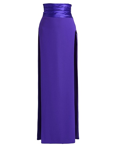 MÔNOT Maxi Skirts Dark purple 100% Polyester, Triacetate