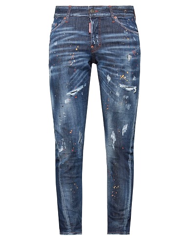 DSQUARED2 Denim trousers Blue 92% Cotton, 6% Elastomultiester, 2% Elastane, Calfskin