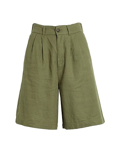 ONLY Shorts & Bermuda Military green 55% Linen, 45% Viscose