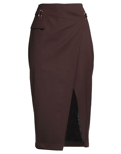 PATRIZIA PEPE Midi skirt Dark brown 53% Polyester, 43% Virgin Wool, 4% Elastane