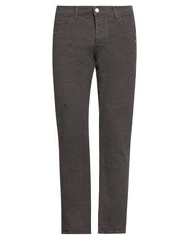 FRANKIE MORELLO Denim pants Dark brown 97% Cotton, 3% Elastane