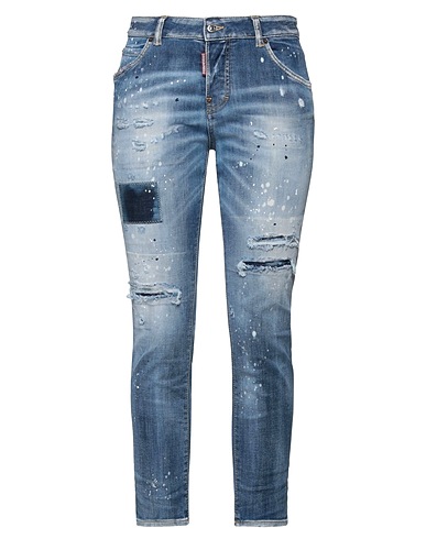 DSQUARED2 Denim trousers Blue 92% Cotton, 6% Elastomultiester, 2% Elastane, Bovine leather