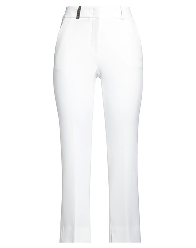PESERICO Casual trouser White 63% Polyester, 27% Viscose, 7% Cotton, 3% Elastane