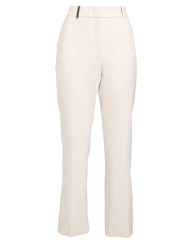 PESERICO Casual trouser Ivory 63% Polyester, 27% Viscose, 7% Cotton, 3% Elastane