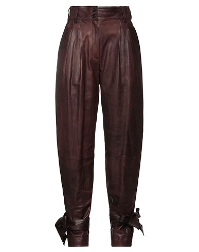 DOLCE&GABBANA Casual pants Chocolate brown 100% Lambskin, Polyester