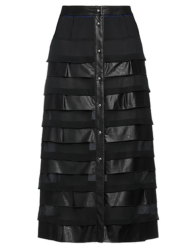 KOCHÉ Midi skirt Black 100% Silk, Acetate, Viscose, Polyurethane coated