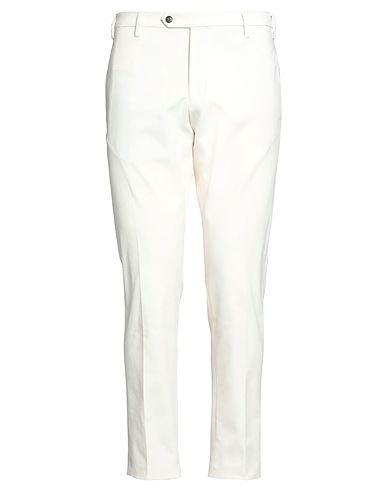 MICHELE CARBONE Casual pants Cream 98% Cotton, 2% Elastane