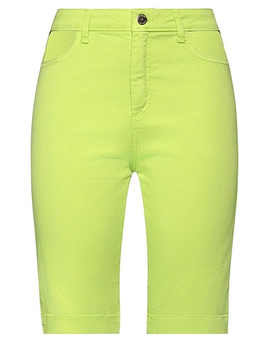 LES BOURDELLES DES GARÇONS Denim shorts Lime green 98% Cotton, 2% Elastane