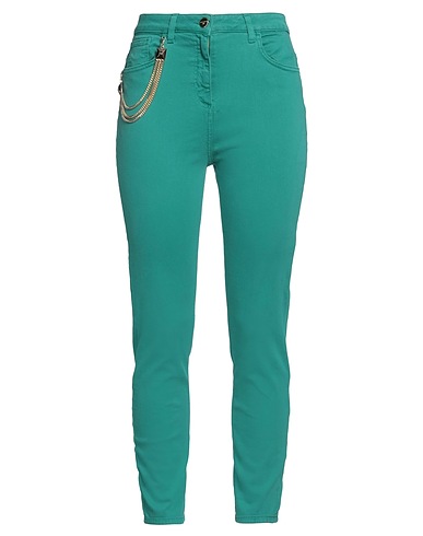 ELISABETTA FRANCHI Denim trousers Emerald green 92% Cotton, 6% Elastomultiester, 2% Elastane