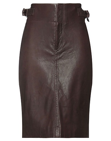 MARANT ÉTOILE Midi skirt Dark brown 100% Lambskin