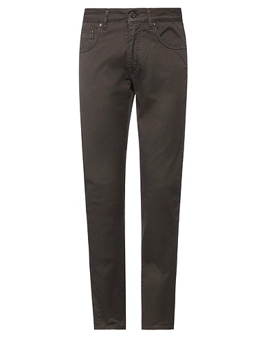 DEVORE INCIPIT Denim pants Dark brown 97% Cotton, 3% Elastane