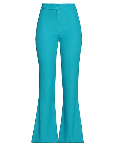 HEBE STUDIO Casual pants Turquoise 95% Polyester, 5% Elastane