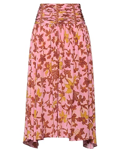 ULLA JOHNSON Midi skirt Pink 100% Silk