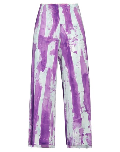 PAOLA BELLANDI Casual pants Purple 93% Silk, 7% Elastane