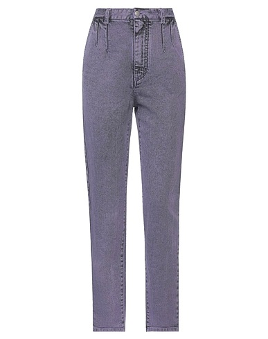 KOCHÉ Denim trousers Purple 98% Cotton, 2% Elastane, Polyester, Ovine leather