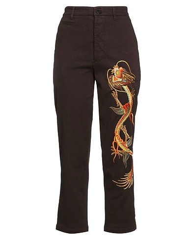 FABERGE&ROCHES Casual pants Dark brown 98% Cotton, 2% Elastane