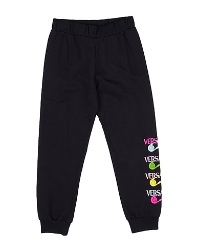 VERSACE YOUNG Casual trouser Black 100% Cotton, Elastane