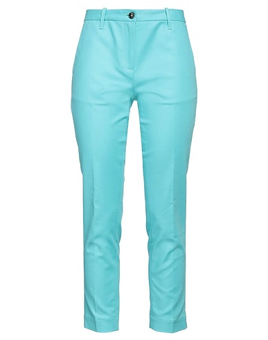 NINE IN THE MORNING Casual pants Turquoise 97% Cotton, 3% Elastane