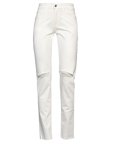 GIULIA N COUTURE Casual trouser White 97% Cotton, 3% Elastane