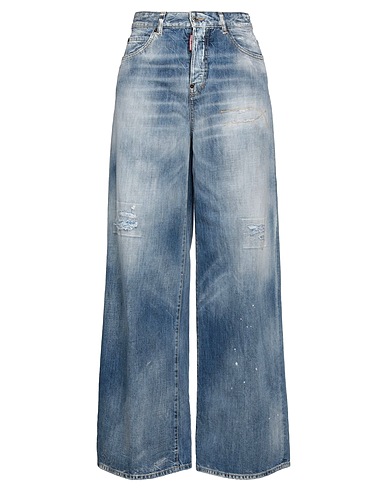 DSQUARED2 Denim pants Blue 100% Cotton, Calfskin