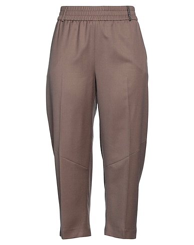FABIANA FILIPPI Casual trouser Khaki 94% Virgin Wool, 5% Polyamide, 1% Elastane, Brass