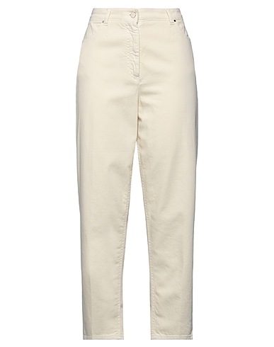 SEVENTY VENEZIA Denim trousers Cream 98% Cotton, 2% Elastane
