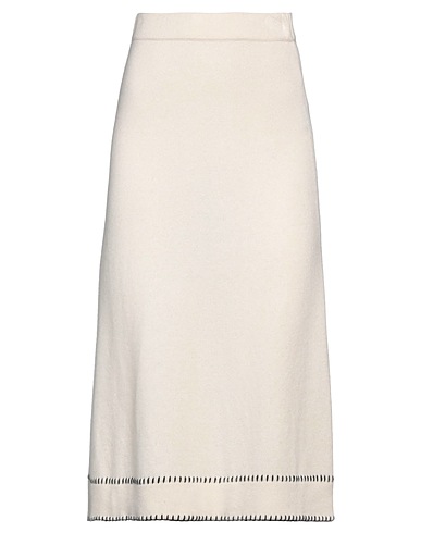 LISA YANG Midi skirt Cream 100% Cashmere