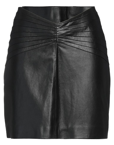 D'AMICO Mini skirt Black 100% Soft Leather