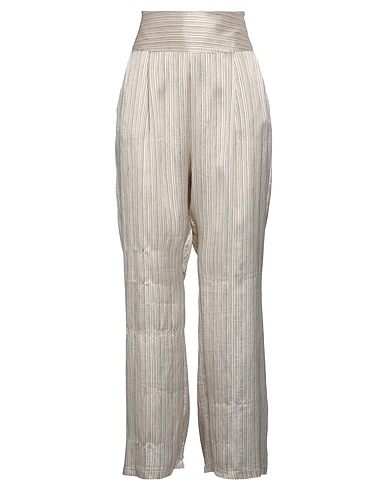 SINÄ  JA??? Casual trouser Beige 50% Viscose, 35% Polyester, 15% Linen