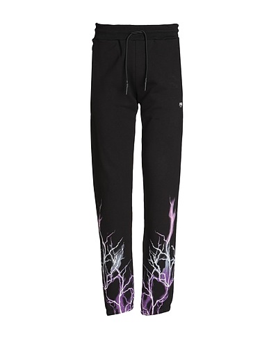 PHOBIA ARCHIVE Casual trouser BLACK PANTS WITH PURPLE GREY FUXIA LIGHTNING
 Black 100% Cotton