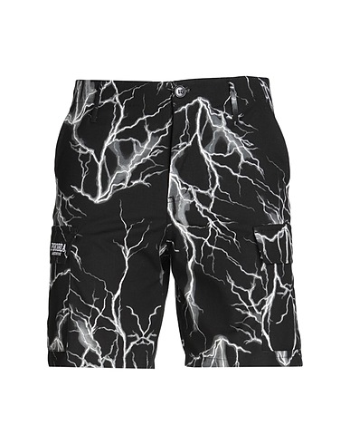 PHOBIA ARCHIVE Shorts & Bermuda BLACK CARGO SHORTS WITH GREY ALL OVER LIGHTNING
 Nero 100% Cotone