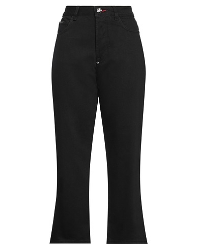 PHILIPP PLEIN Denim pants Black 100% Cotton, Calfskin
