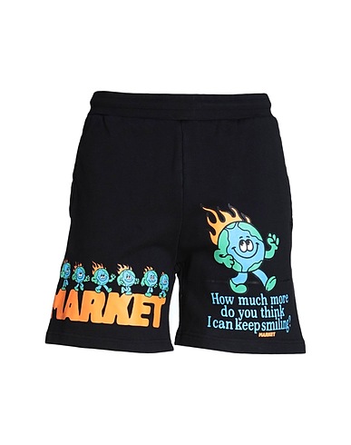 MARKET Shorts & Bermuda KEEP GOING SWEATSHORTS
 Black 100% Cotton