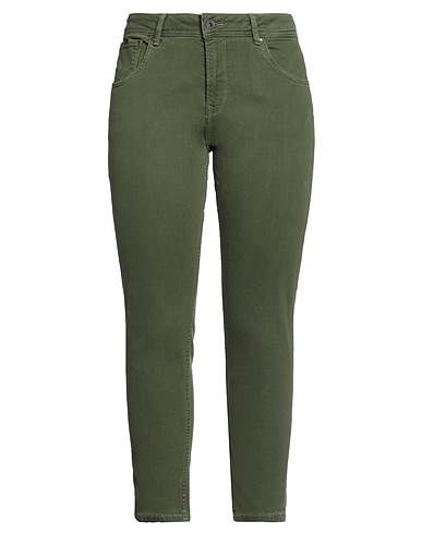 PEPE JEANS Denim trousers Military green 93% Cotton, 5% Polyester, 2% Elastane