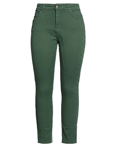 MANILA GRACE Pantalone Verde scuro 89% Cotone, 8% Poliestere, 3% Elastan