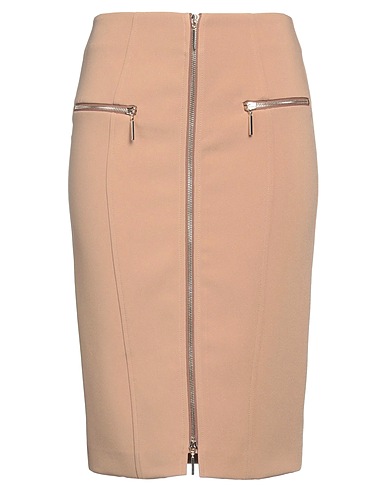 SIMONA CORSELLINI Midi skirt Camel 95% Polyester, 5% Elastane