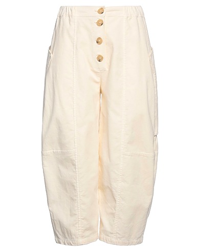 WORKING OVERTIME Casual trouser Cream 97% Cotton, 3% Elastane