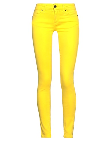 MYSIDE Denim pants Yellow 97% Cotton, 3% Elastane
