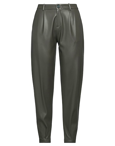 JIJIL Casual pants Dark green 100% Polyester, Polyurethane coated