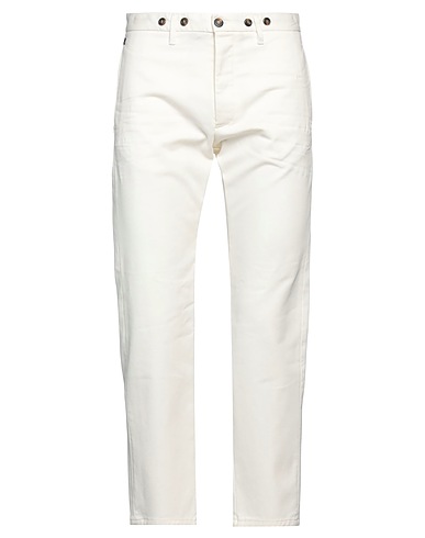 MESSAGERIE Casual trouser Ivory 97% Cotton, 3% Elastane