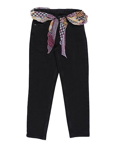 LIU •JO Denim trousers Black 99% Cotton, 1% Elastane