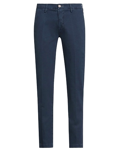 YAN SIMMON Casual trouser Navy blue 98% Cotton, 2% Elastane