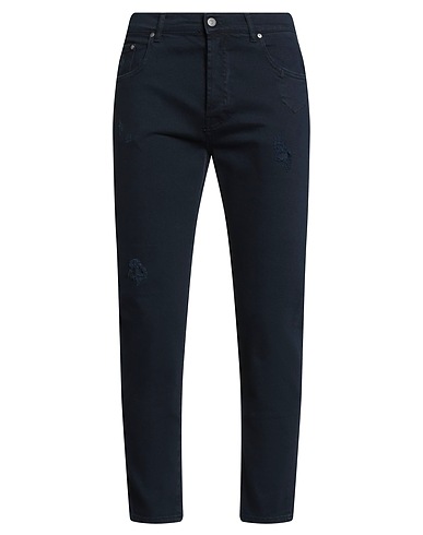 GREY DANIELE ALESSANDRINI Casual trouser Midnight blue 99% Organic cotton, 1% Elastane